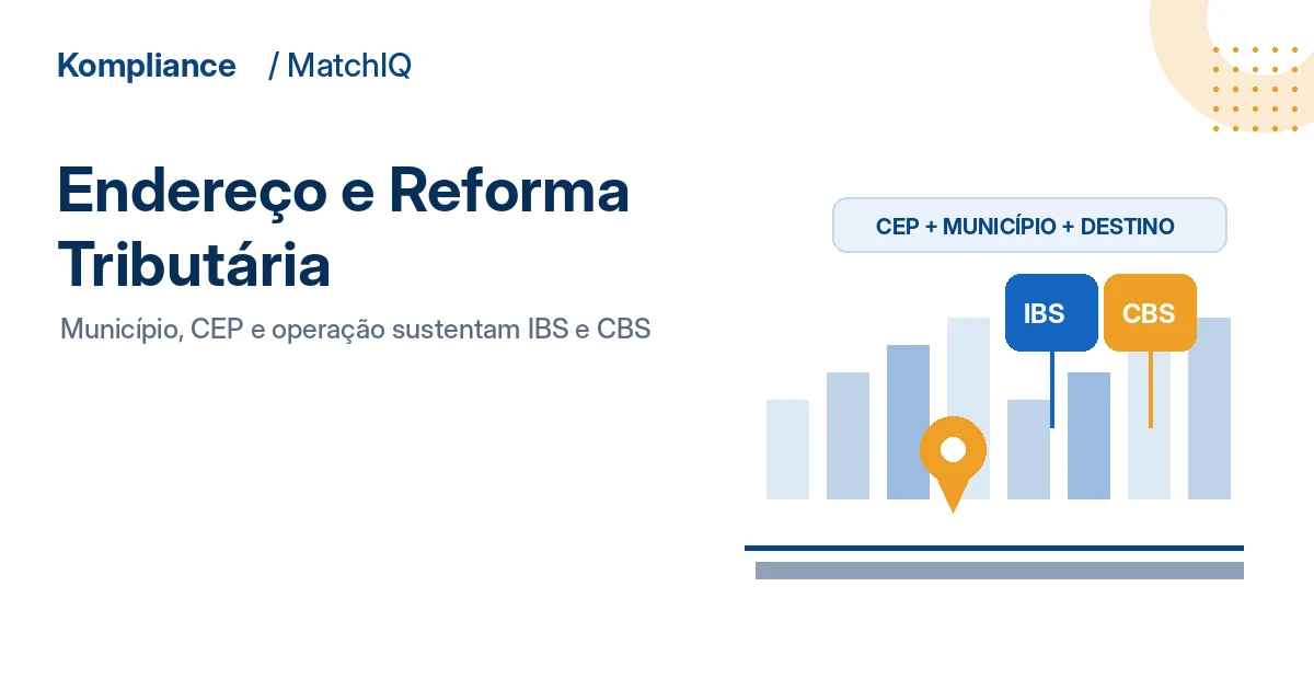 Endereço, município e CEP conectados aos critérios operacionais de IBS e CBS.
